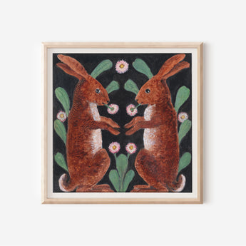 Two Hares Illustration - 12230430 - William Bell Scott