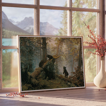 Bears in Pine Forest - Morning in a Pine Forest