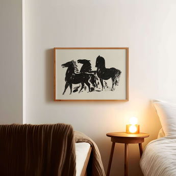 Minimalist Black and White Horses